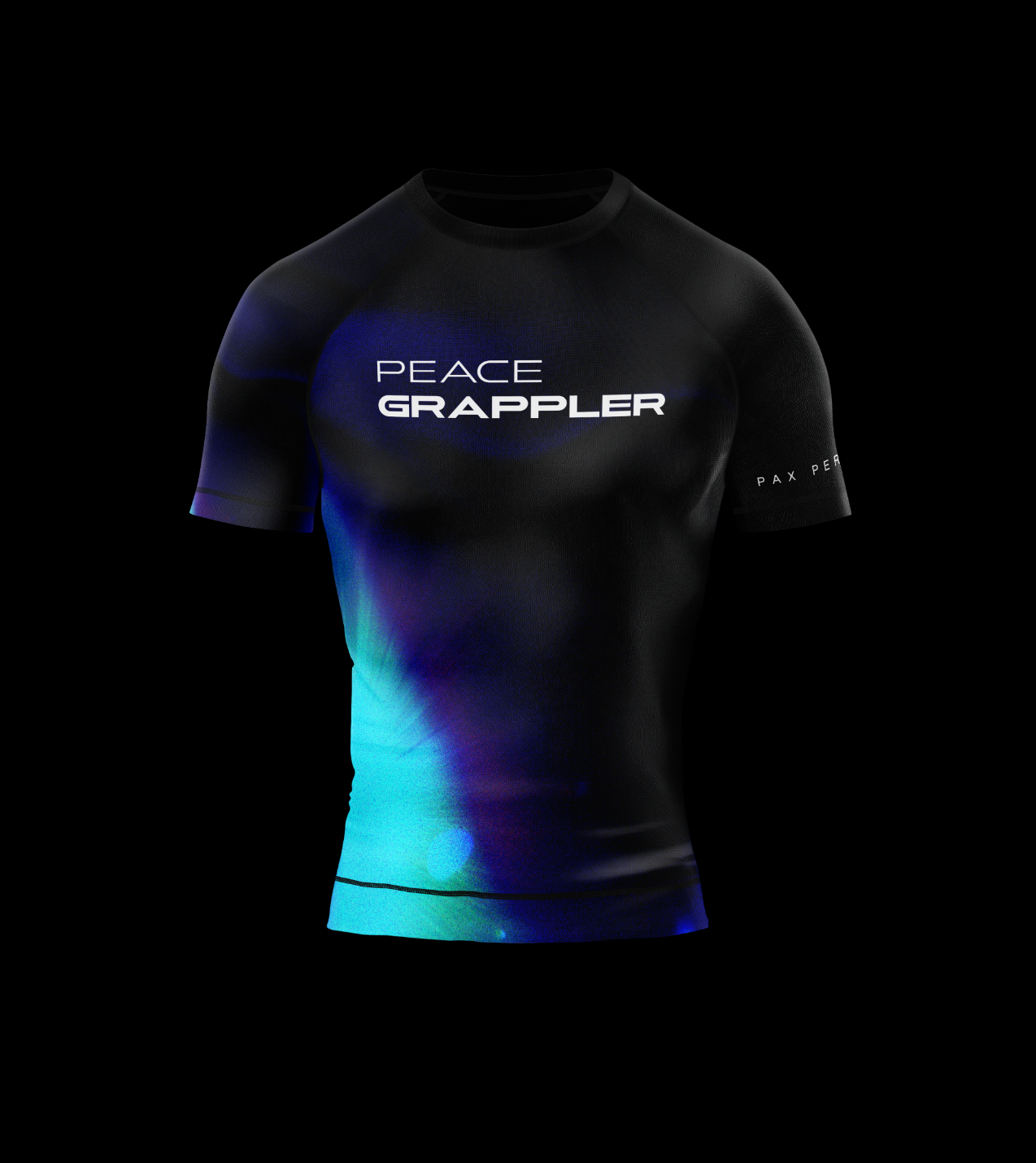 Peace Grappler Compression Rash Guard-LS Black-Blue